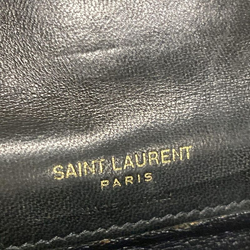 Saint Laurent Paris Coin Case 718357 Black Quilted with Card Case Leather