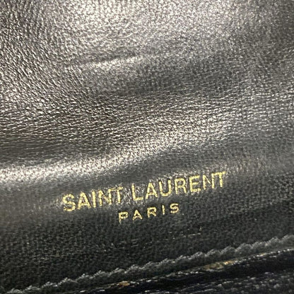 Saint Laurent Paris Coin Case 718357 Black Quilted with Card Case Leather