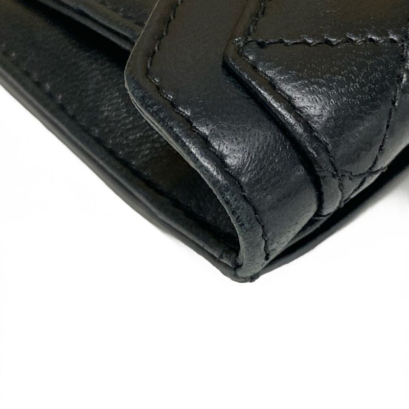 Saint Laurent Paris Coin Case 718357 Black Quilted with Card Case Leather