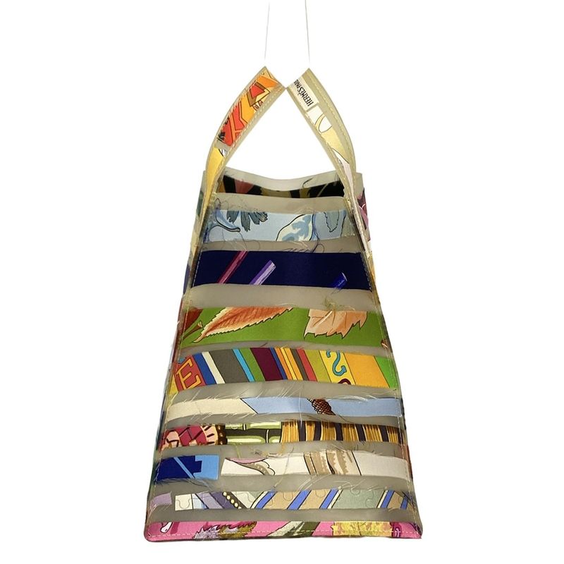 Hermes Handbag - Beige X Red X Multi 2004-2005 Louvre Museum Limited Silk