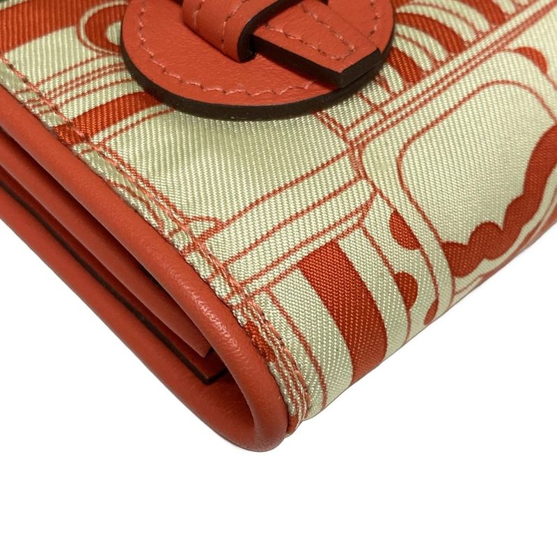 Hermes Coin Case Avec Soie Ivory X Red Silk
