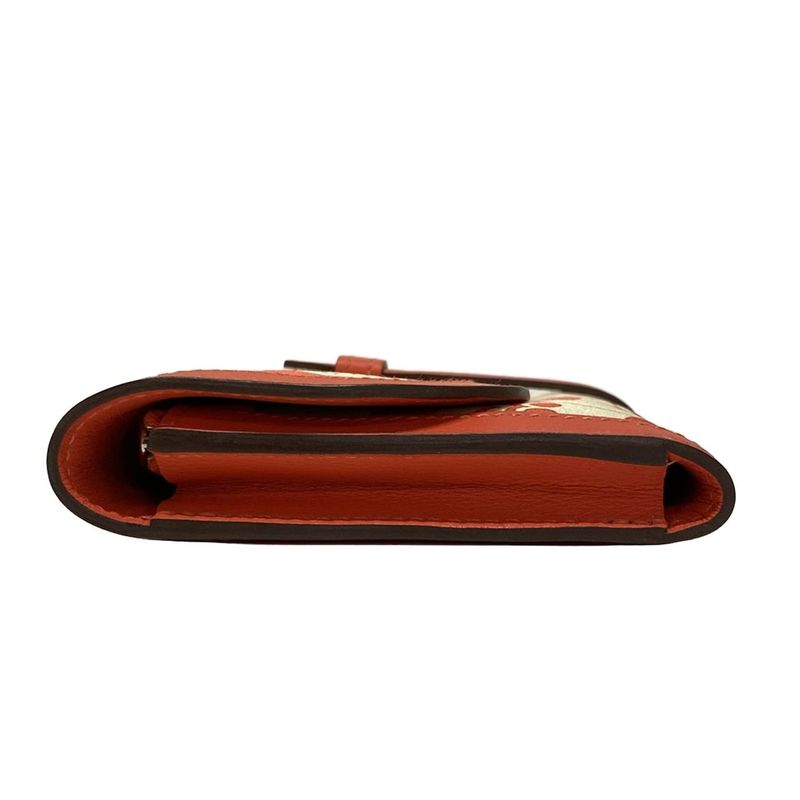 Hermes Coin Case Avec Soie Ivory X Red Silk