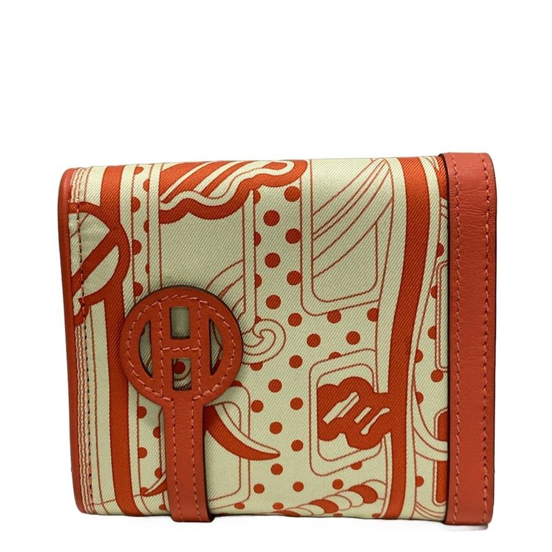 Hermes Coin Case Avec Soie Ivory X Red Silk