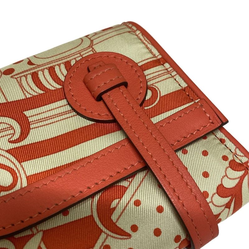 Hermes Coin Case Avec Soie Ivory X Red Silk
