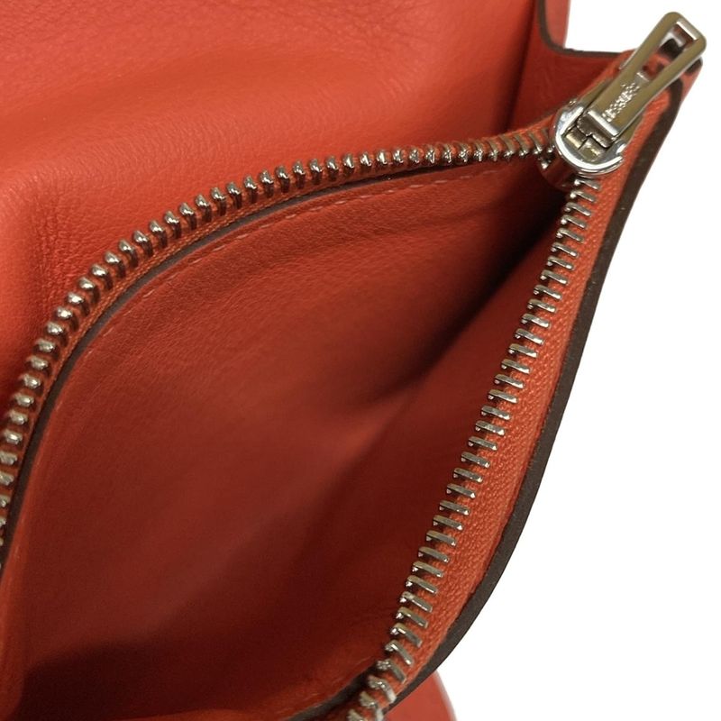 Hermes Coin Case Avec Soie Ivory X Red Silk