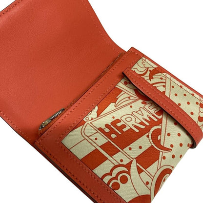 Hermes Coin Case Avec Soie Ivory X Red Silk