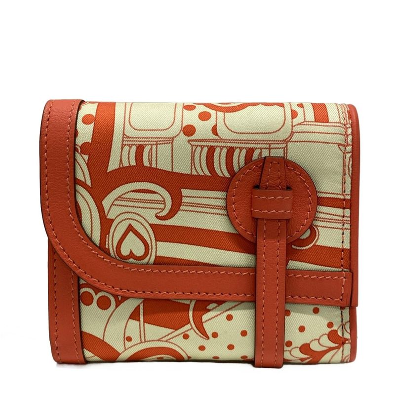 Hermes Coin Case Avec Soie Ivory X Red Silk