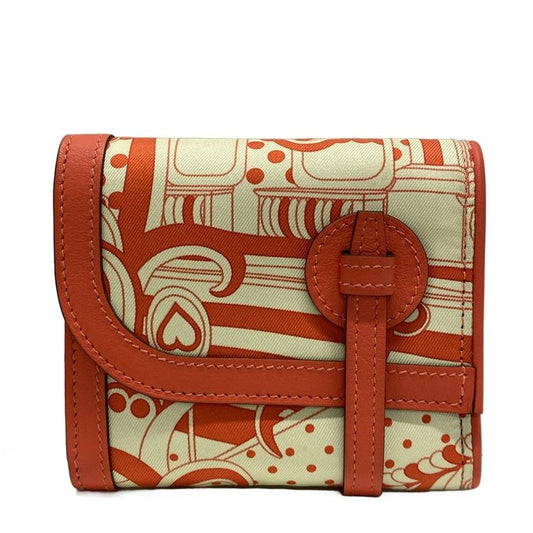 Hermes Coin Case Avec Soie Ivory X Red Silk