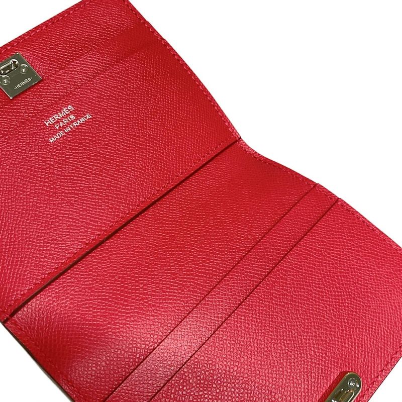 Hermes Card Case Medor Framboise Silver Hardware