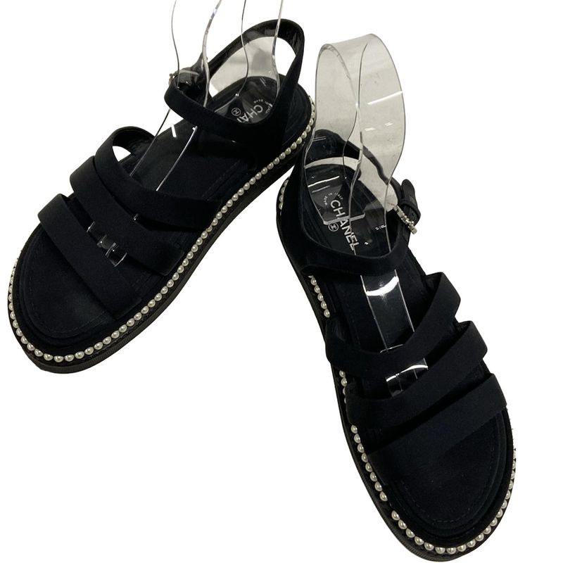 Chanel Sandals 39 1 2 C Women's - G32359 Black Pearl
