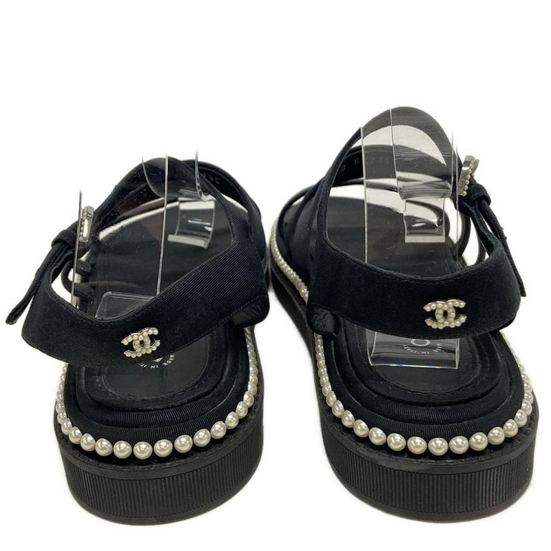 Chanel Sandals 39 1 2 C Women's - G32359 Black Pearl