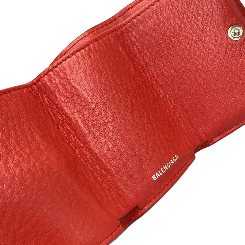Balenciaga Trifold Wallet Paper Mini Wallet 391446 Red Leather
