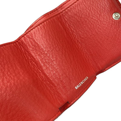 Balenciaga Trifold Wallet Paper Mini Wallet 391446 Red Leather