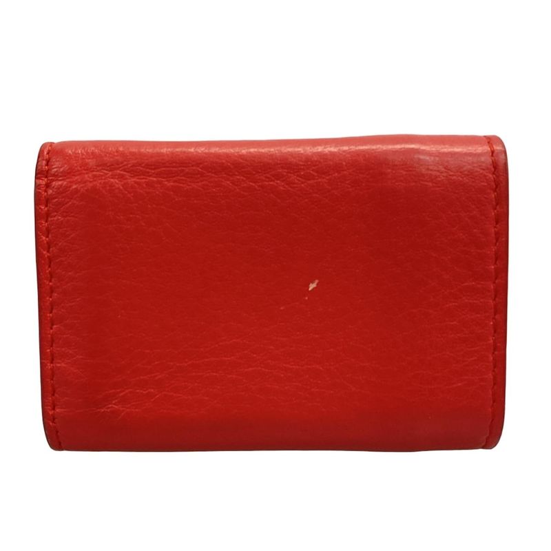 Balenciaga Trifold Wallet Paper Mini Wallet 391446 Red Leather