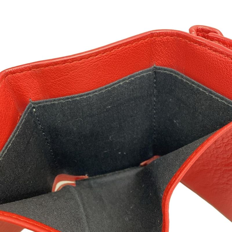 Balenciaga Trifold Wallet Paper Mini Wallet 391446 Red Leather