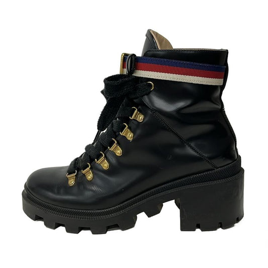 Gucci Short Boots 38 Women's - 481156 Black 38 Lace-Up Leather