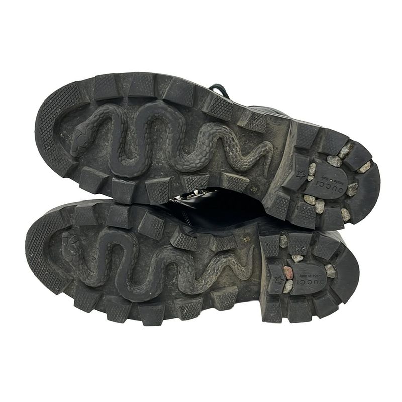 Gucci Short Boots 38 Women's - 481156 Black 38 Lace-Up Leather