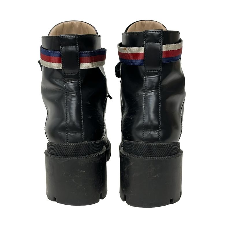 Gucci Short Boots 38 Women's - 481156 Black 38 Lace-Up Leather