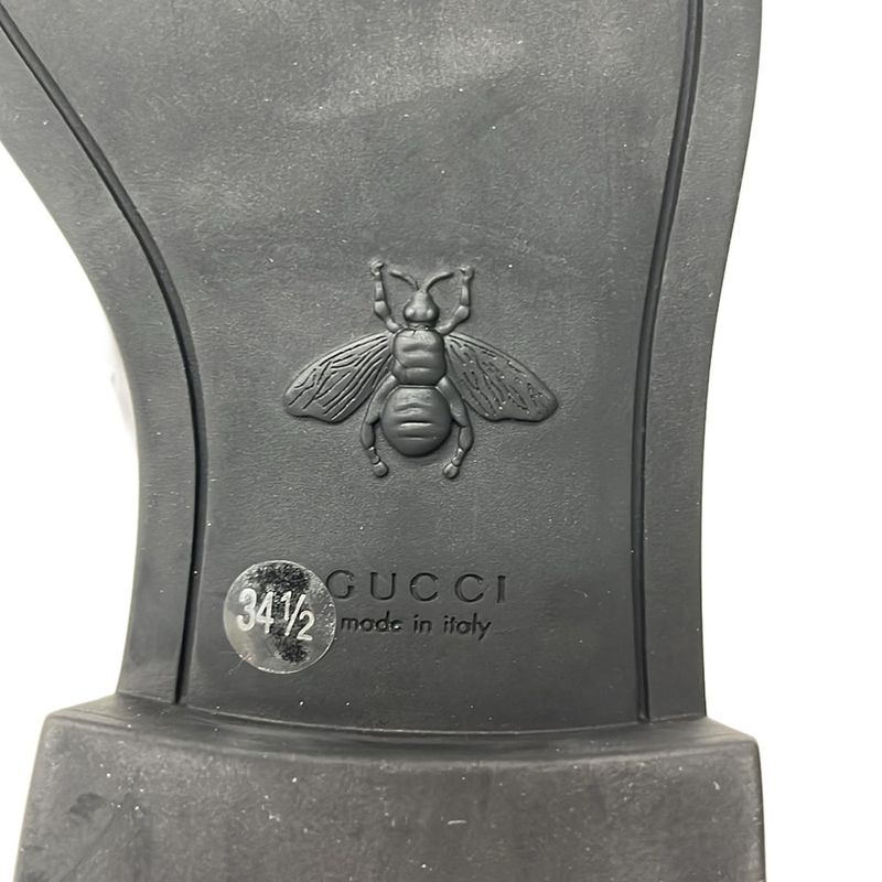 Gucci Short Boots 34 1 2 Women's Horsebit 670393 Black Side Gore Chain 34 Half