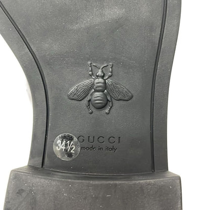 Gucci Short Boots 34 1 2 Women's Horsebit 670393 Black Side Gore Chain 34 Half