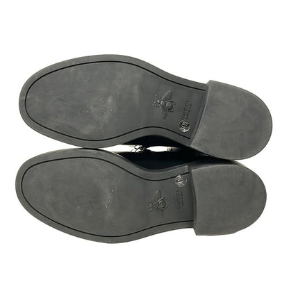 Gucci Short Boots 34 1 2 Women's Horsebit 670393 Black Side Gore Chain 34 Half