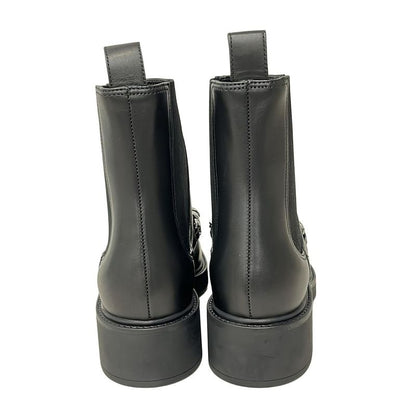 Gucci Short Boots 34 1 2 Women's Horsebit 670393 Black Side Gore Chain 34 Half