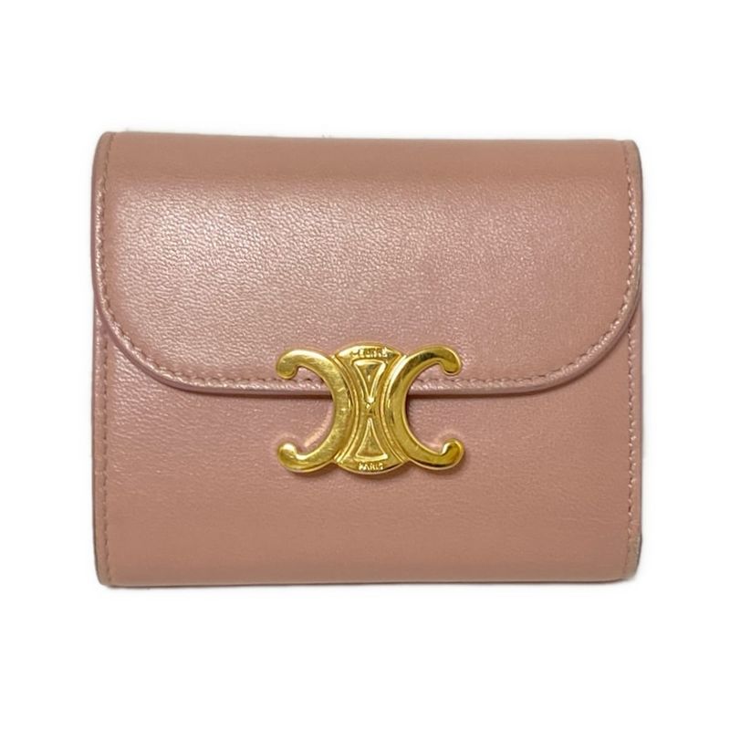 Celine Trifold Wallet Small Flap Wallet 10d783bzg.25vp Pink Beige Triomphe