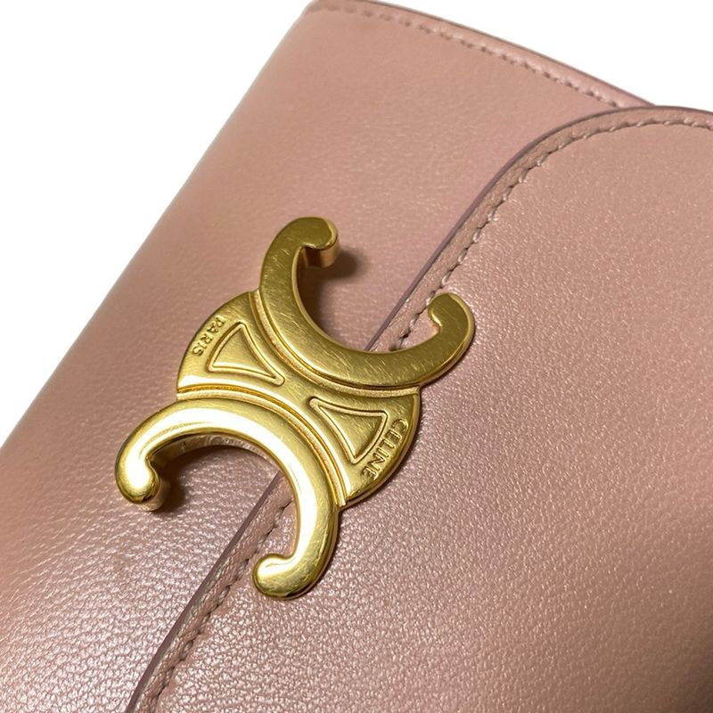 Celine Trifold Wallet Small Flap Wallet 10d783bzg.25vp Pink Beige Triomphe