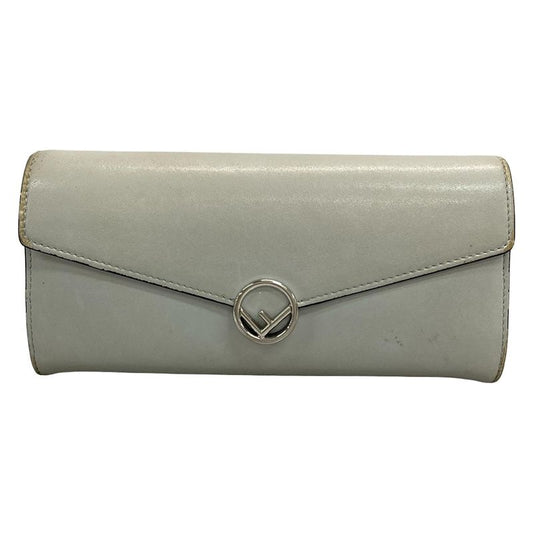 Fendi Long Wallet F's Fendi 8m0251 Light Gray Leather