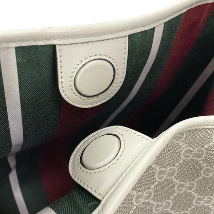 Gucci Shoulder Bag GG Emblem Medium Bucket Bag 815103 Beige X Ivory Leather