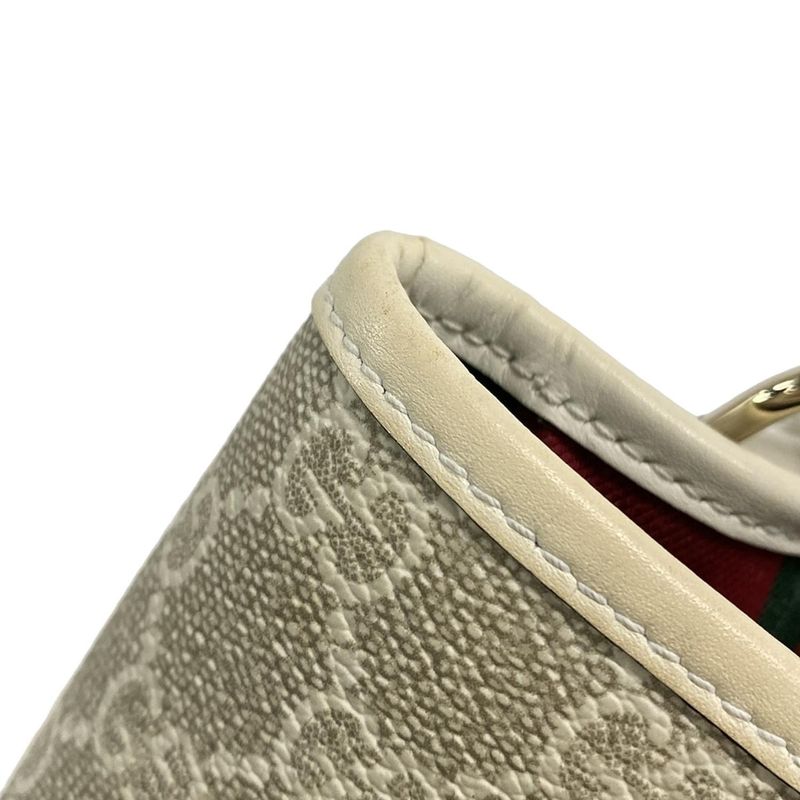 Gucci Shoulder Bag GG Emblem Medium Bucket Bag 815103 Beige X Ivory Leather