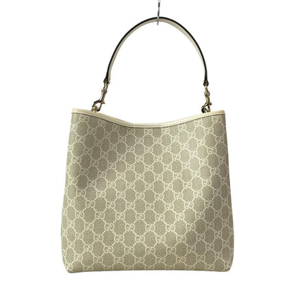 Gucci Shoulder Bag GG Emblem Medium Bucket Bag 815103 Beige X Ivory Leather