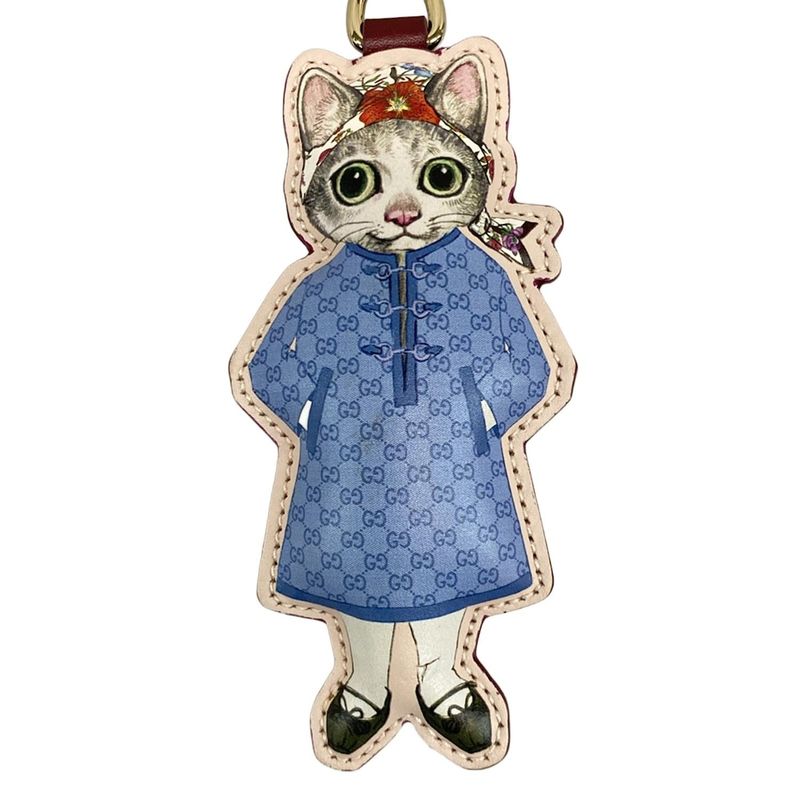 Gucci Key Holder (Charm) Yuko Higuchi Cat (bo)charm 844246 Gray X Ivory X Light