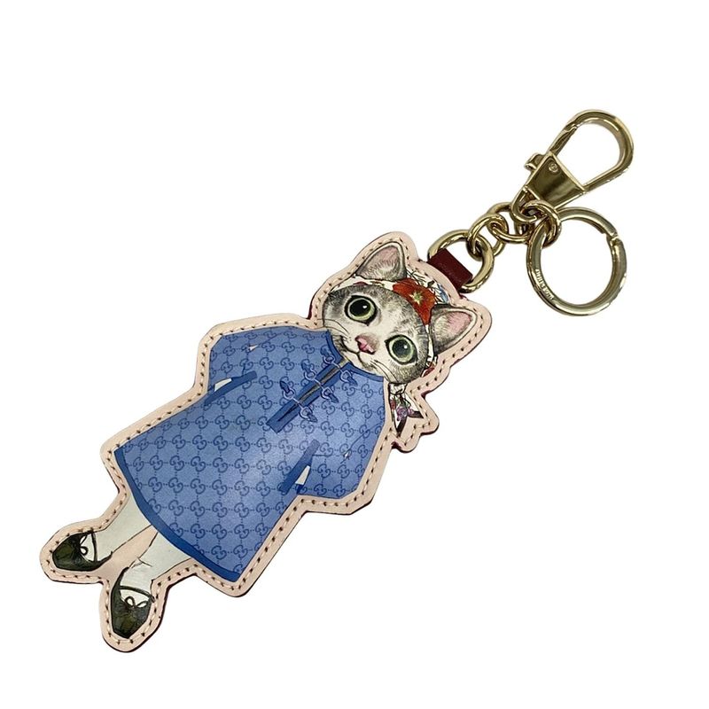 Gucci Key Holder (Charm) Yuko Higuchi Cat (bo)charm 844246 Gray X Ivory X Light