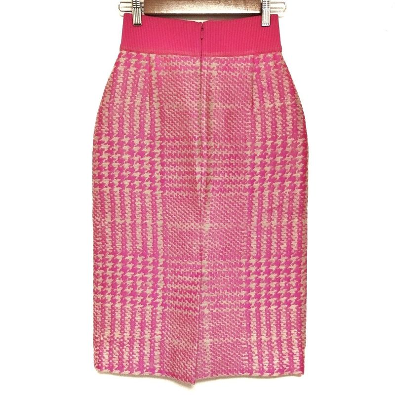 Fendi Long Skirt Size 36 S Women's - Gray Beige X Pink Partial Houndstooth