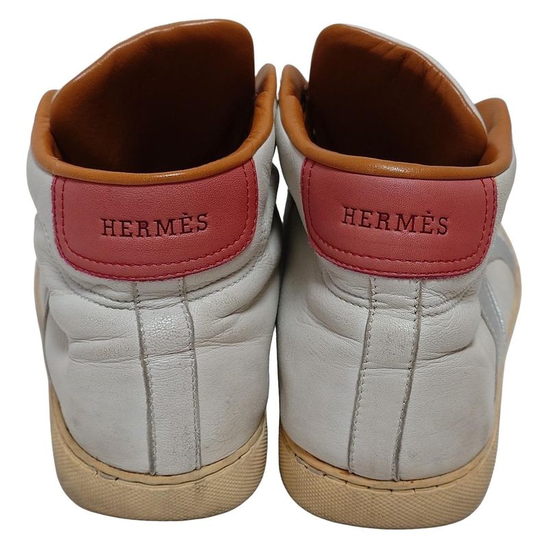 Hermes Sneakers 41 Men's - White X Silver X Pink High Cut Leather