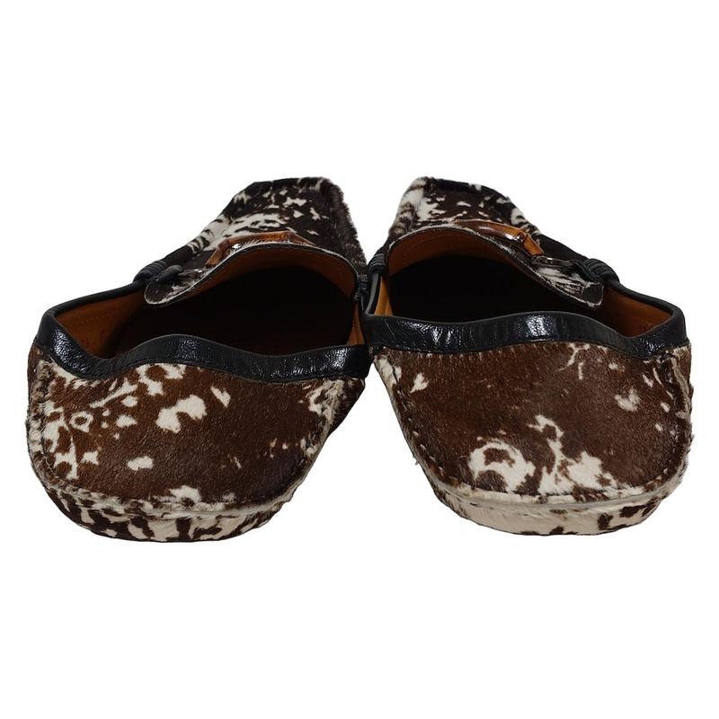 Gucci Slip-on 7 1 2 G Men's - 138204 Dark Brown X Black X White Bamboo Horsebit