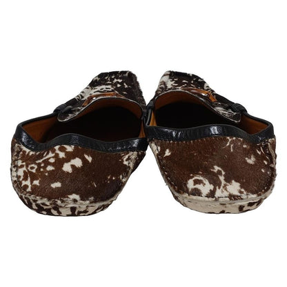 Gucci Slip-on 7 1 2 G Men's - 138204 Dark Brown X Black X White Bamboo Horsebit