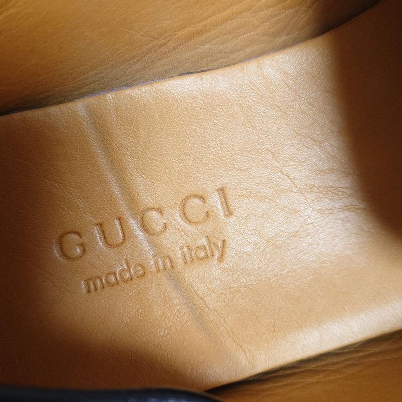 Gucci Slip-on 7 1 2 G Men's - 138204 Dark Brown X Black X White Bamboo Horsebit