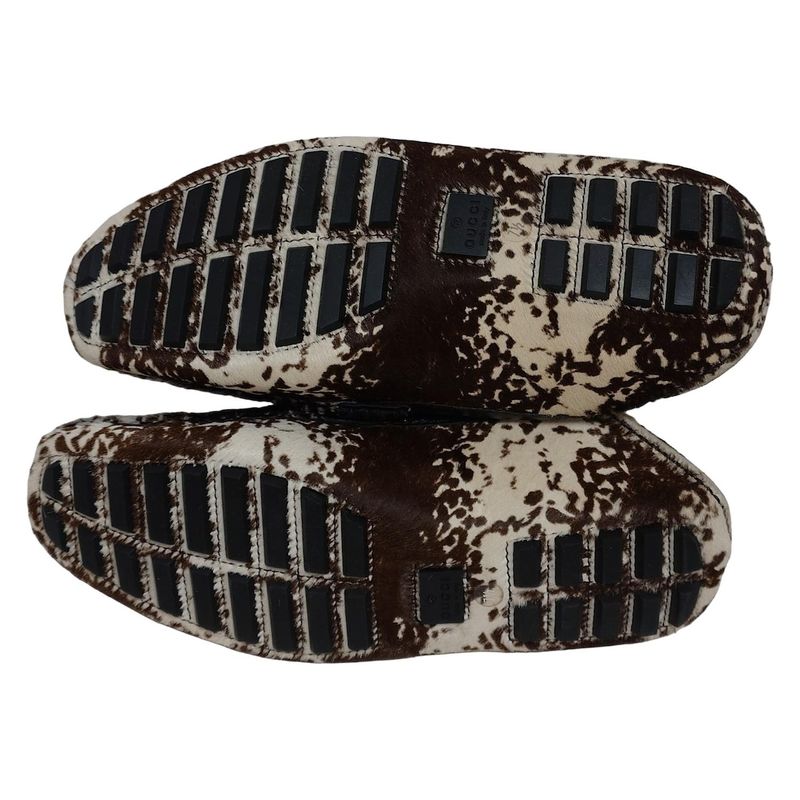 Gucci Slip-on 7 1 2 G Men's - 138204 Dark Brown X Black X White Bamboo Horsebit
