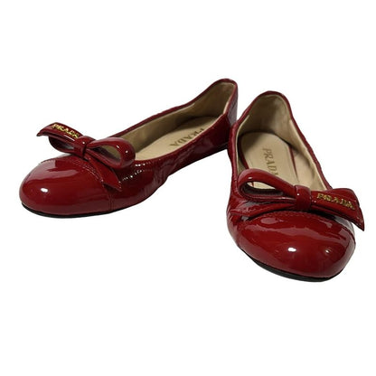 Prada Women's Flat Shoes - Red Ribbon Leather