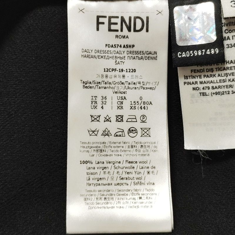 Fendi Dress Size 36 S Women's - Black Crew Neck Short Sleeve Long Lace See-Throu