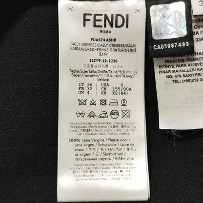 Fendi Dress Size 36 S Women's - Black Crew Neck Short Sleeve Long Lace See-Throu