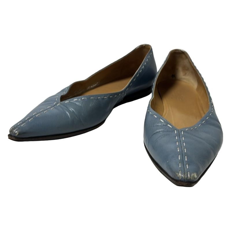 Hermes Flat Shoes 35 1 2 Women's - Light Blue Leather