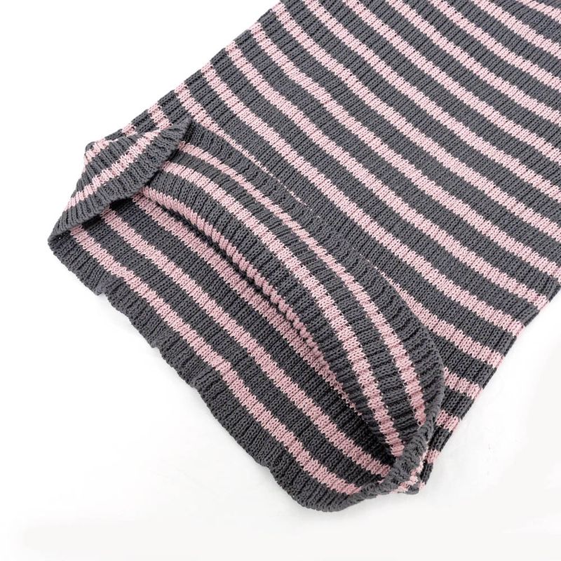 Dior Short Sleeve Knit Dioliviera Border 36 Size Gray Pink Cashmere