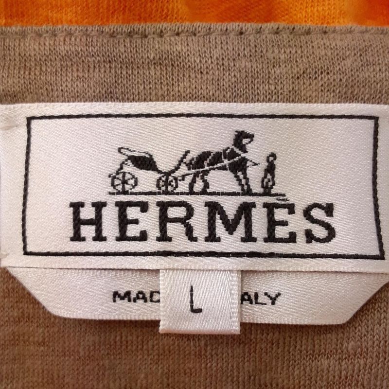 Hermes Long Sleeve Shirt Size L Men's - Orange Linen