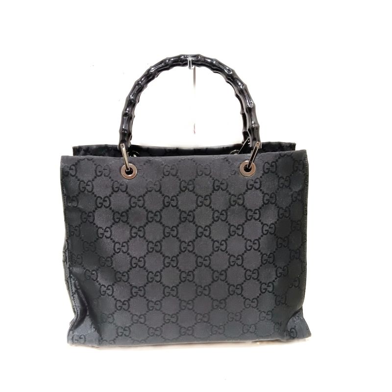 Gucci Tote Bag GG Pattern Bamboo 0021010 Black