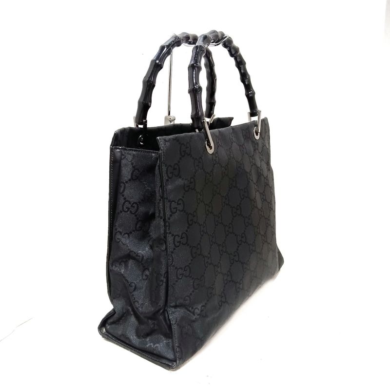 Gucci Tote Bag GG Pattern Bamboo 0021010 Black