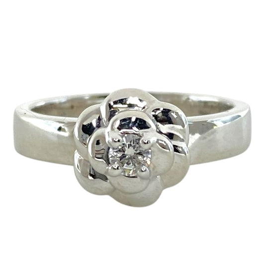 Chanel Camellia Ring 750wg White Gold 1p Diamond Flower Motif Silver Chanel