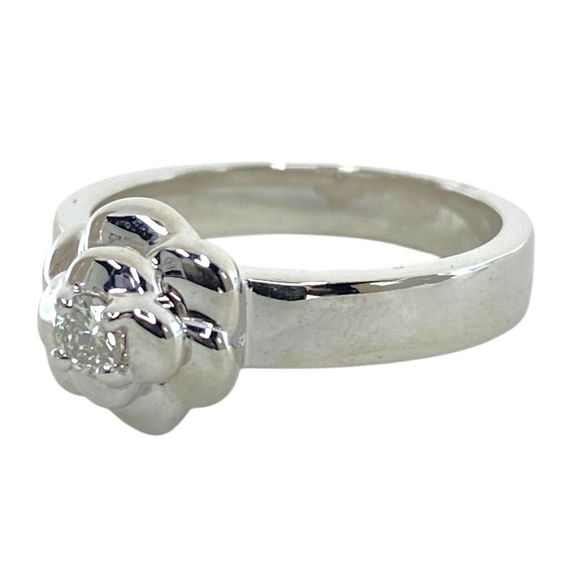 Chanel Camellia Ring 750wg White Gold 1p Diamond Flower Motif Silver Chanel